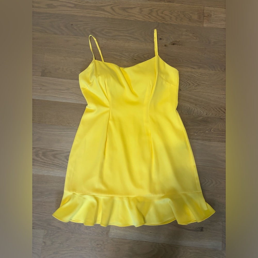Lovers + Friends Ruffle Mini Dress yellow with sewn in cups - Picture 2 of 8